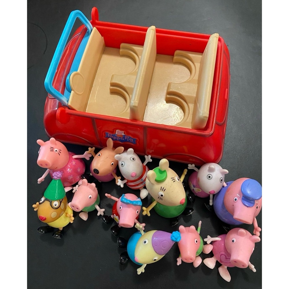 Peppa Pig Lot Of 13 Vehicle & Pigs Toys Small Figures s13
